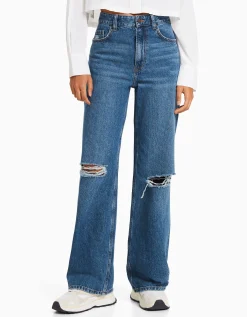 FEMME BERSHKA Jeans*Jean 90’s wide déchiré