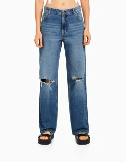 FEMME BERSHKA Jeans*Jean 90’s wide leg déchiré