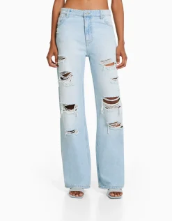 FEMME BERSHKA Jeans*Jean 90’s wide leg déchiré