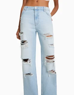 FEMME BERSHKA Jeans*Jean 90’s wide leg déchiré
