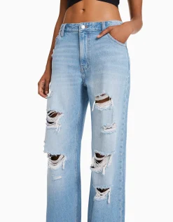 FEMME BERSHKA Jeans*Jean 90’s wide leg déchiré