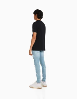 HOMME BERSHKA Jeans*Jean skinny déchirures taches de peinture