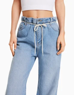 FEMME BERSHKA Vêtements*Jean straight taille élastique