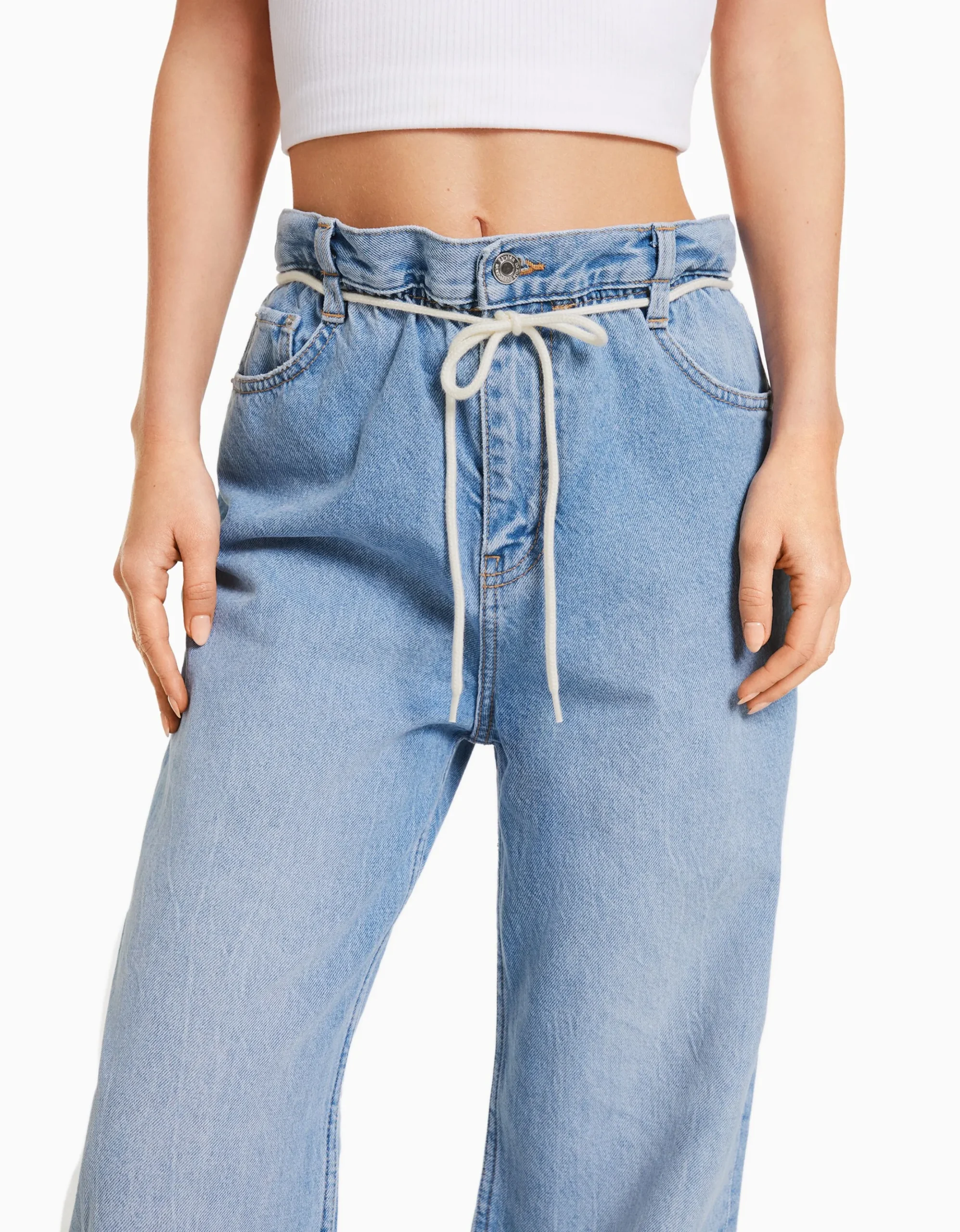 FEMME BERSHKA Vêtements*Jean straight taille élastique