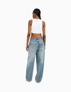 FEMME BERSHKA Vêtements*Jean wide skate