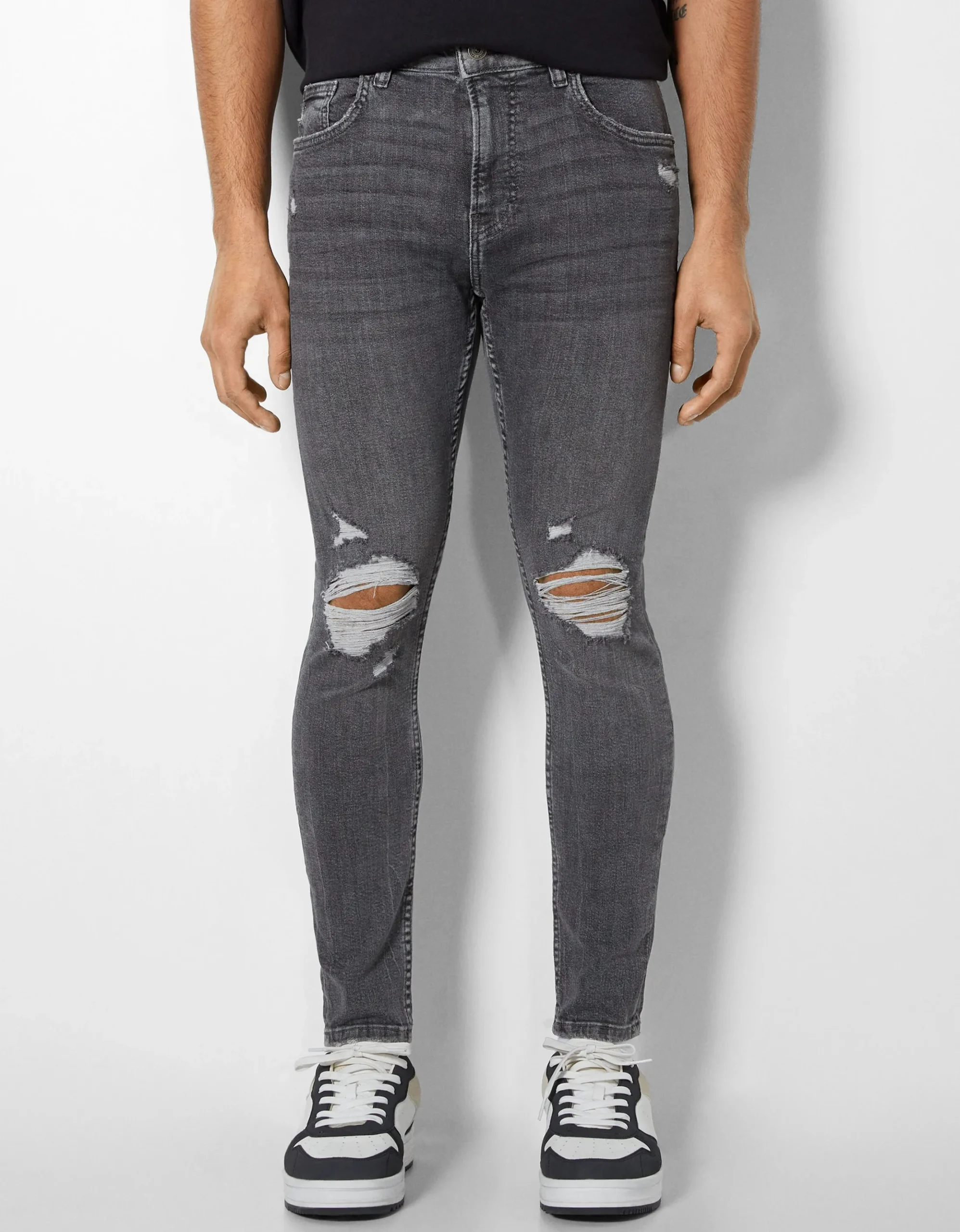 HOMME BERSHKA Basiques*Jeans super skinny déchirés