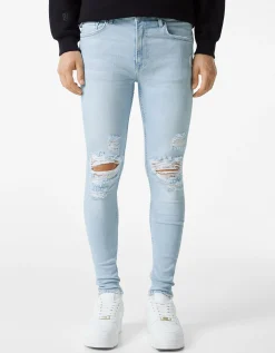 HOMME BERSHKA Pantalons et jeans*Jeans super skinny déchirés