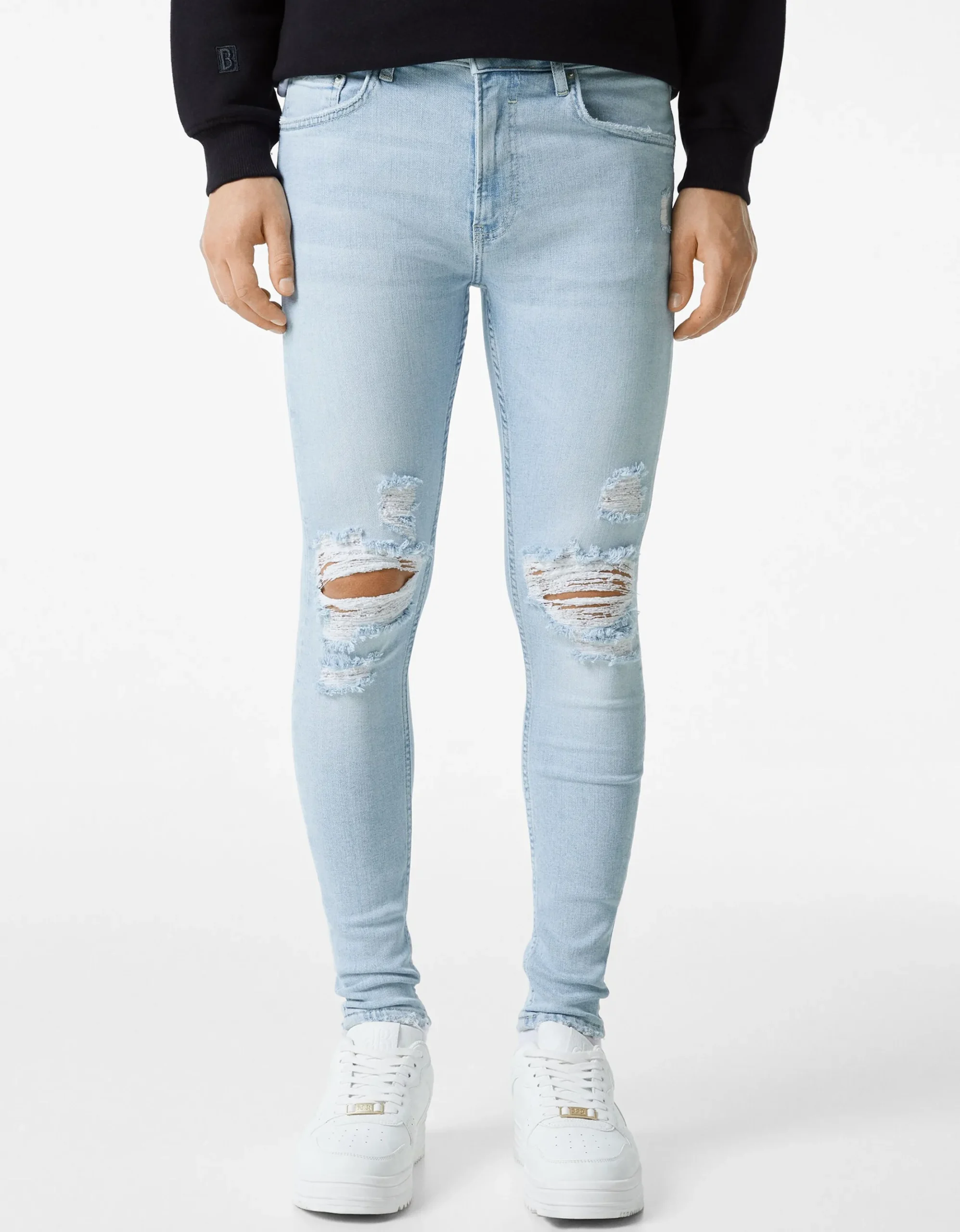 HOMME BERSHKA Pantalons et jeans*Jeans super skinny déchirés