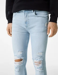 HOMME BERSHKA Pantalons et jeans*Jeans super skinny déchirés