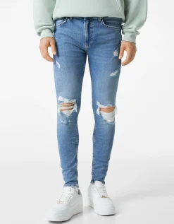 HOMME BERSHKA Pantalons et jeans*Jeans super skinny déchirés