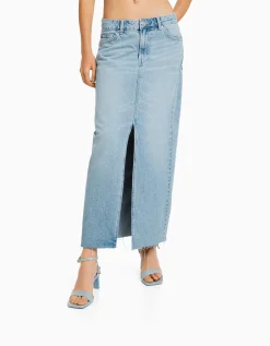 FEMME BERSHKA Vêtements*Jupe longue denim