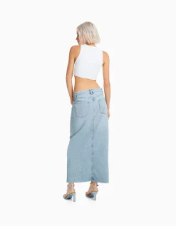 FEMME BERSHKA Vêtements*Jupe longue denim