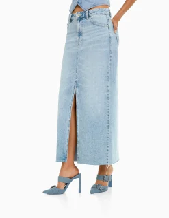 FEMME BERSHKA Vêtements*Jupe longue denim