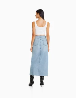 FEMME BERSHKA Vêtements*Jupe longue denim