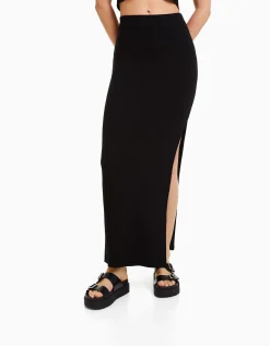 FEMME BERSHKA Jupes*Jupe midi à bord-côte
