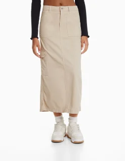 FEMME BERSHKA Jupes*Jupe midi carpenter coton