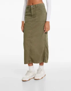 FEMME BERSHKA Jupes*Jupe midi carpenter coton