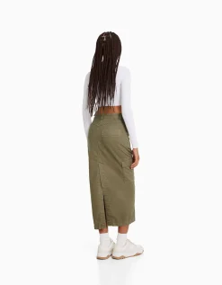FEMME BERSHKA Jupes*Jupe midi carpenter coton