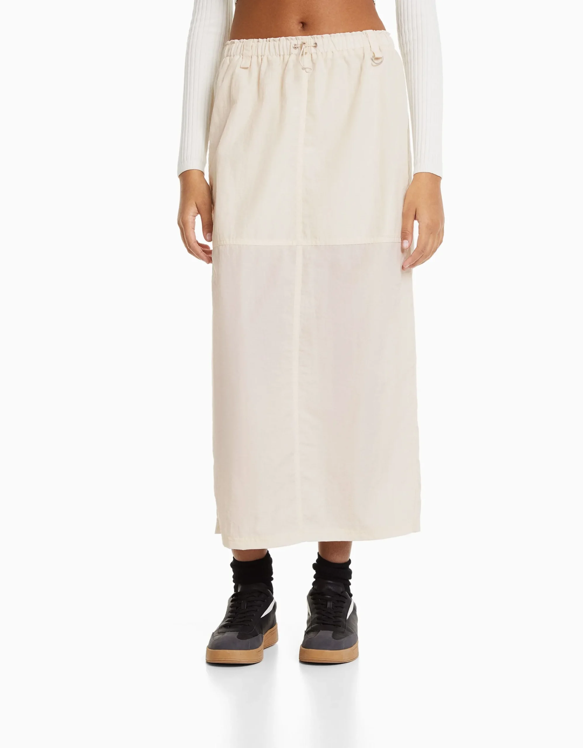 FEMME BERSHKA Vêtements*Jupe midi effet nylon