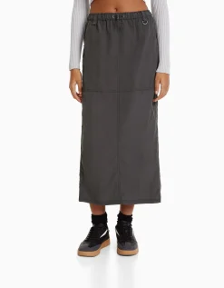 FEMME BERSHKA Vêtements*Jupe midi effet nylon