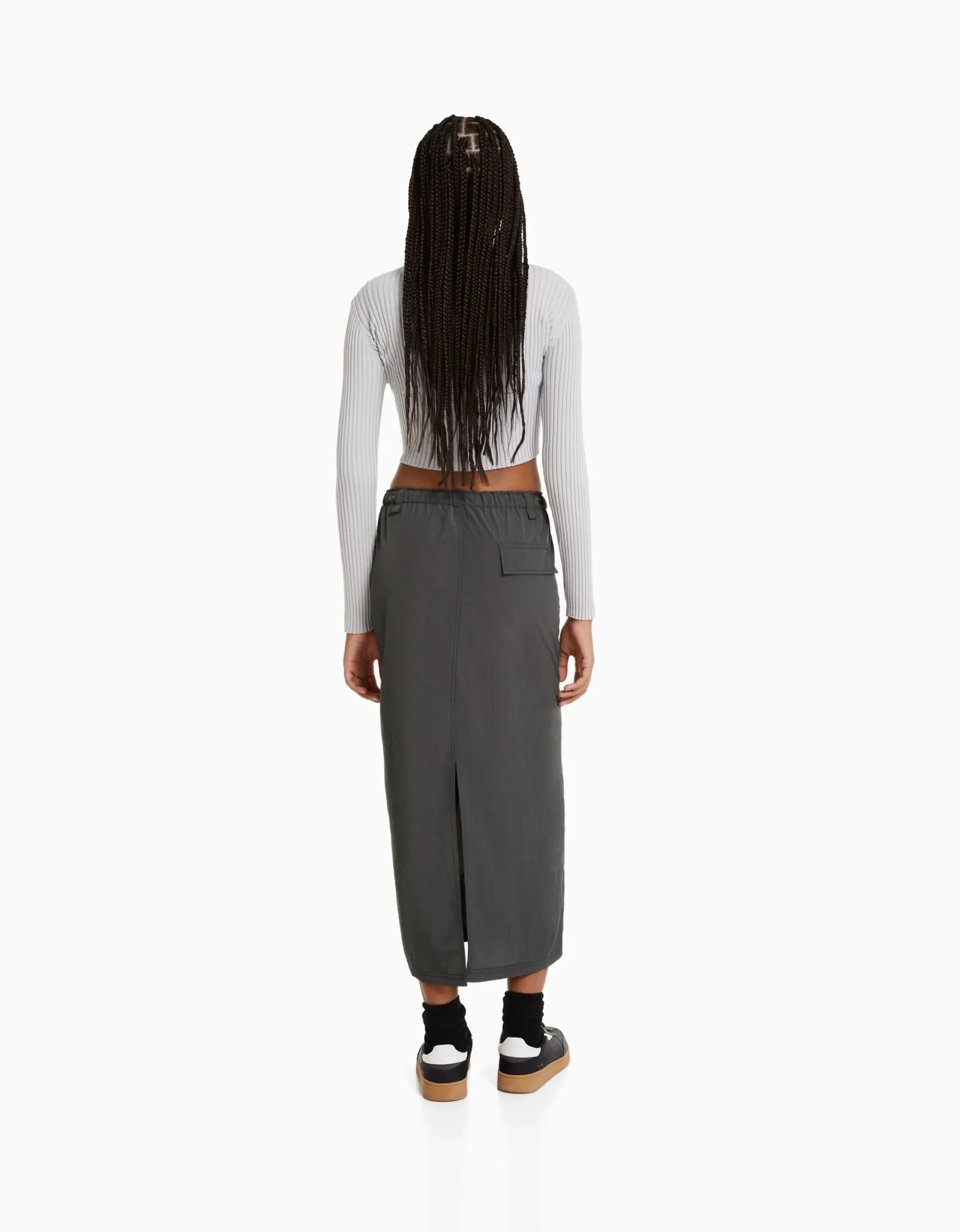 FEMME BERSHKA Vêtements*Jupe midi effet nylon