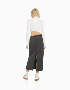 FEMME BERSHKA Vêtements*Jupe midi effet nylon
