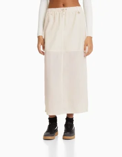 FEMME BERSHKA Vêtements*Jupe midi effet nylon