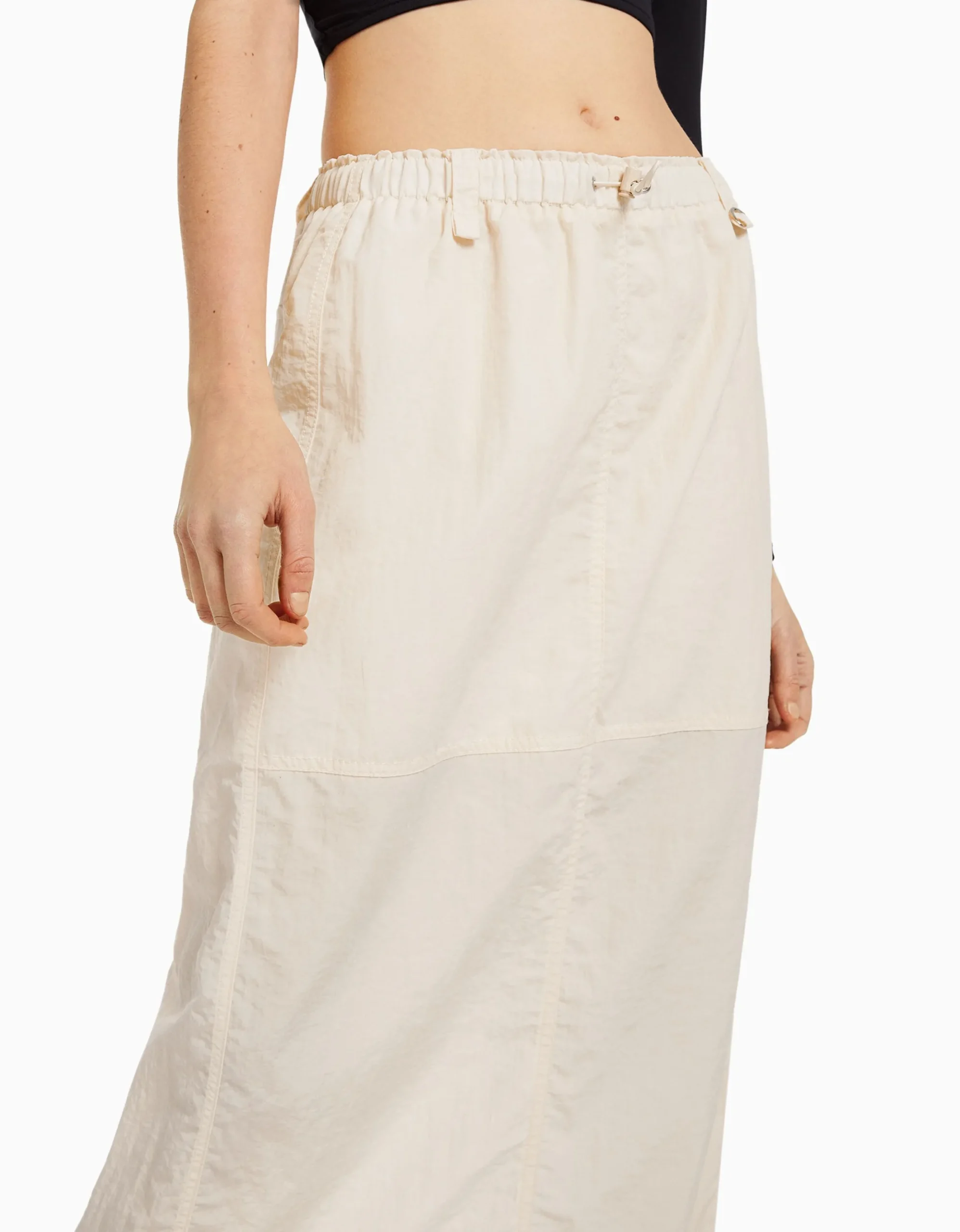 FEMME BERSHKA Vêtements*Jupe midi effet nylon