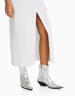 FEMME BERSHKA Vêtements*Jupe midi serge coton fente devant