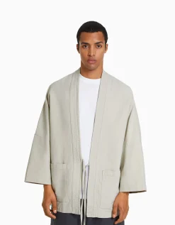 HOMME BERSHKA Surchemises*Kimono manches longues poches