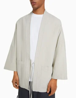 HOMME BERSHKA Surchemises*Kimono manches longues poches