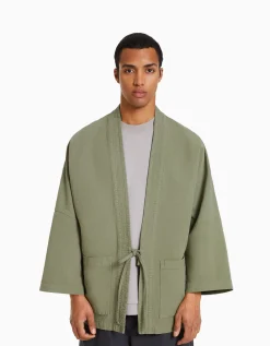HOMME BERSHKA Surchemises*Kimono manches longues poches