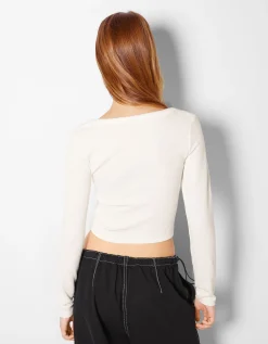 FEMME BERSHKA Packs*Lot 2 top manches longues texture bord-côte