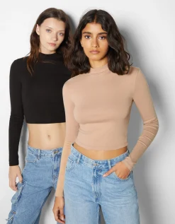 FEMME BERSHKA Packs*Lot 2 tops manches longues col montant