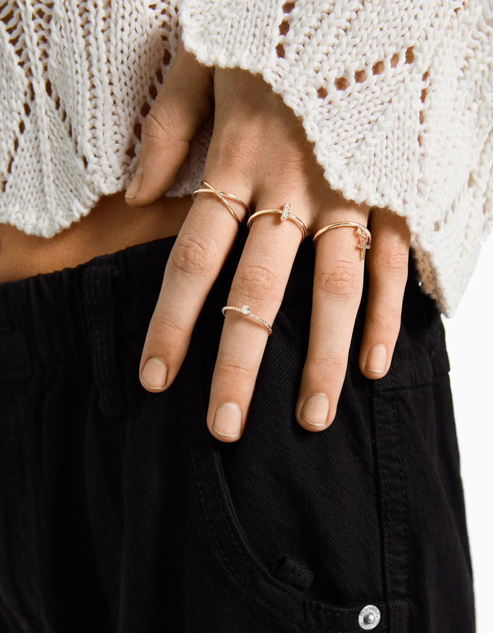FEMME BERSHKA Tout voir*Lot 15 bagues minimalistes