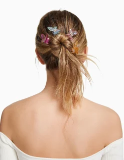 FEMME BERSHKA Accessoires cheveux*Lot 4 barrettes cheveux papillons colorées