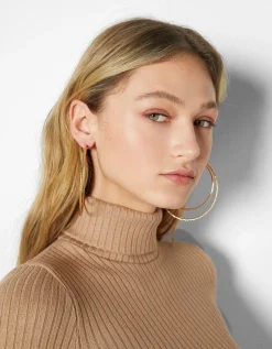 FEMME BERSHKA Tout voir*Lot 3 boucles d’eilles anneaux maxi effet