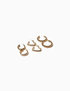 FEMME BERSHKA Tout voir*Lot 3 boucles d’eilles anneaux épais cœur