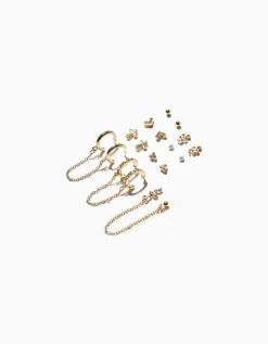 FEMME BERSHKA Tout voir*Lot 9 boucles d’eilles croix serpent effet