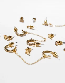 FEMME BERSHKA Tout voir*Lot 9 boucles d’eilles croix serpent effet