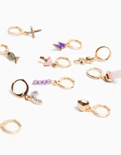 FEMME BERSHKA Tout voir*Lot 10 boucles d’eilles ear-cuff charm croix