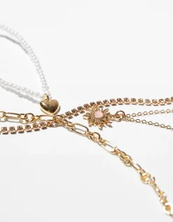 FEMME BERSHKA Tout voir*Lot 4 colliers chaîne cœur