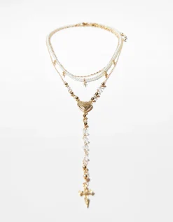 FEMME BERSHKA Tout voir*Lot 3 colliers croix chaîne