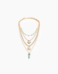 FEMME BERSHKA Tout voir*Lot 4 colliers pierres fantaisie