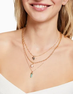 FEMME BERSHKA Tout voir*Lot 4 colliers pierres fantaisie
