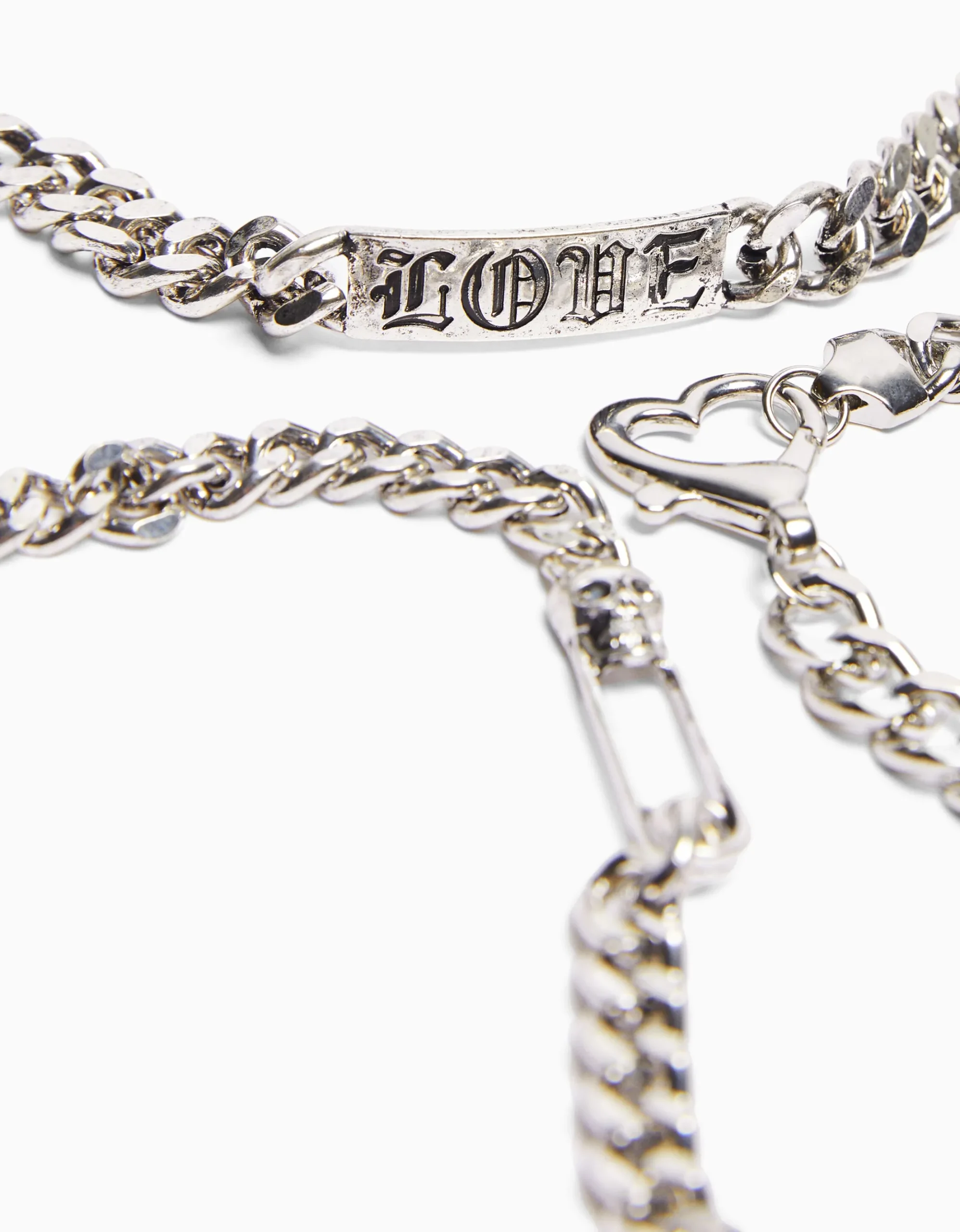 HOMME BERSHKA One Love*Lot de 3 bracelets chaînes
