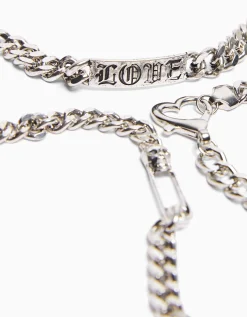 HOMME BERSHKA One Love*Lot de 3 bracelets chaînes