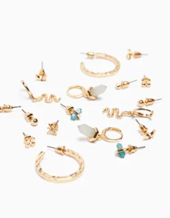 FEMME BERSHKA Tout voir*Lot 9 paires de boucles d’eilles serpent