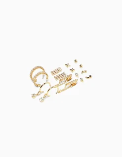 FEMME BERSHKA Accessoires*Lot 8 paires de boucles d’eilles anneaux strass