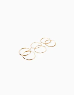 FEMME BERSHKA Tout voir*Lot 3 paires de boucles d’eilles créoles fines texturées